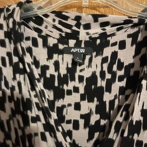 Apt. 9 Black and Cream Abstract Print Wrap Dress